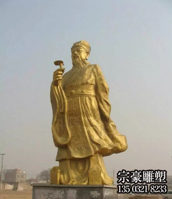 中國古代名醫李時珍鑄銅漆金雕像 中國古代名醫李時珍鑄銅漆金雕像