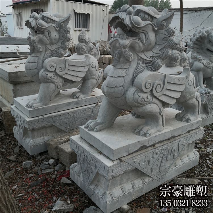 庭院小區大理石石雕會飛的貔貅雕塑 庭院小區大理石石雕會飛的貔貅雕塑
